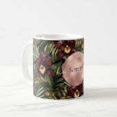 Mug Orchidée rouge Bourgogne Floral Rose Tropical Gold (Devant gauche)