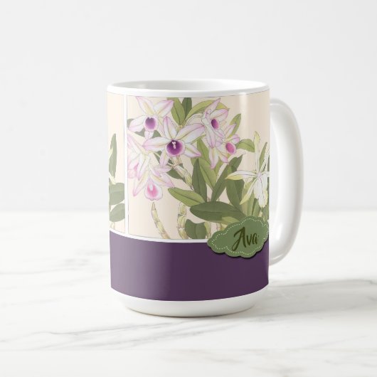 Mug Orchidée violette et blanche (Devant droit)