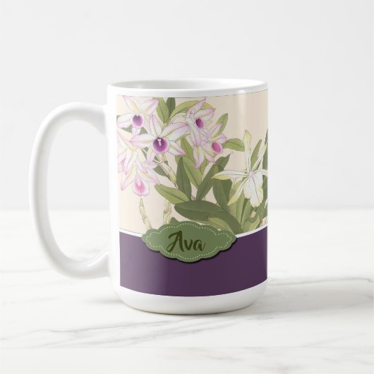 Mug Orchidée violette et blanche (Gauche)