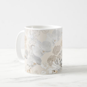 Mug Orchidées blanches sur une crème légère  