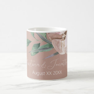 Mug Orchidées d'aquarelle romantique sur Dusty Blush