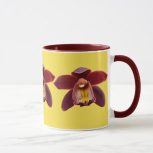 Mug Orchidées de Maroon I Beau Floral Rouge