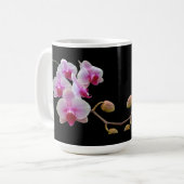 Mug Orchidées de teigne rose sur noir - Phalaenopsis (Devant gauche)