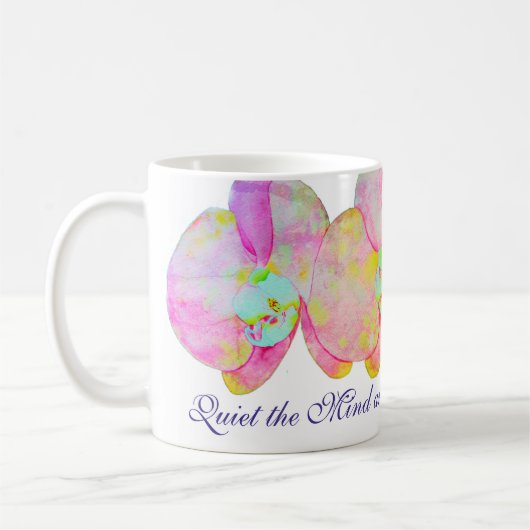 Mug Orchidées des Caraïbes, fleurs d'aquarelle tropica (Gauche)