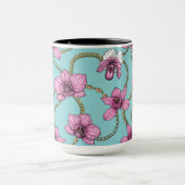 Mug Orchidées et chaînes, roses et bleues (Centre)