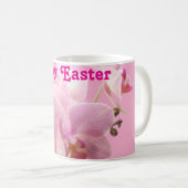 Mug Orchidées Roses “Joyeuses Pâques” (Devant droit)