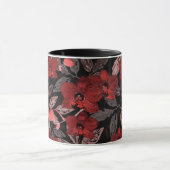 Mug Orchidées rouges sur noir. (Centre)