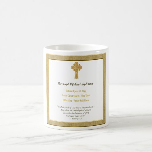 Mug ORDINATION Commémorative don Prêtre Pasteur diacre (Centre)