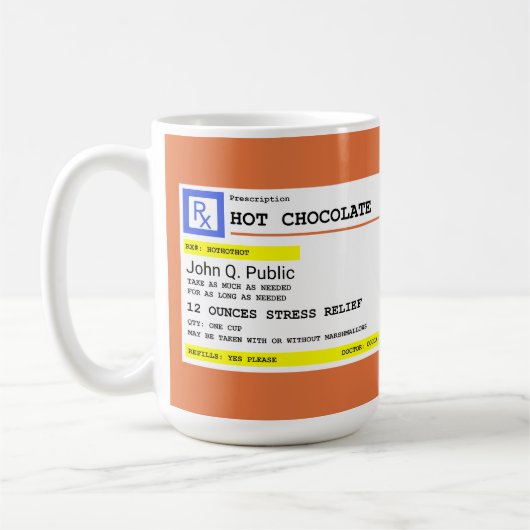 Mug Ordonnance de chocolat chaud personnalisée (Gauche)