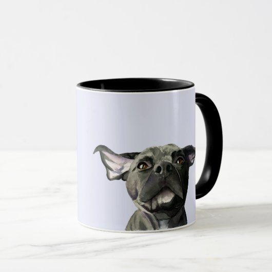 Mug Oreille effondant l'illustration noire de chien de (Devant droit)