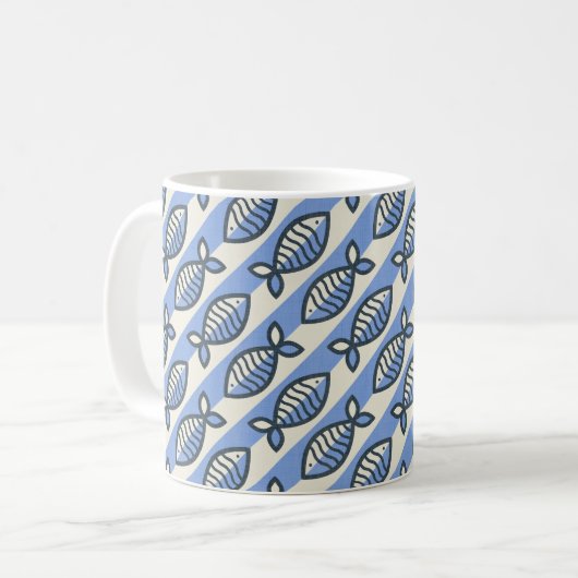 Mug oreiller à jetons bleu poisson rétro gras (Devant gauche)