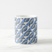 Mug oreiller à jetons bleu poisson rétro gras (Centre)