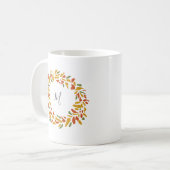 Mug Oreiller à lancer de monogramme d'automne (Devant gauche)
