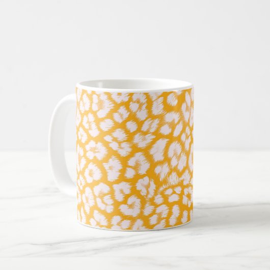 Mug Oreiller décoratif blanc jaune imprimé léopard abs (Devant gauche)