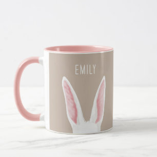 Mug Oreilles de lapin aquarelle sur fond beige avec no