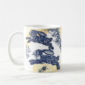 Mug Oriental Blue White Gold Rabbit Floral Chinoiserie (Gauche)