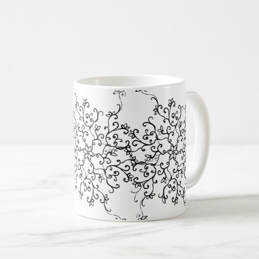 Mug Original Peint à la main noir & blanc (Devant droit)