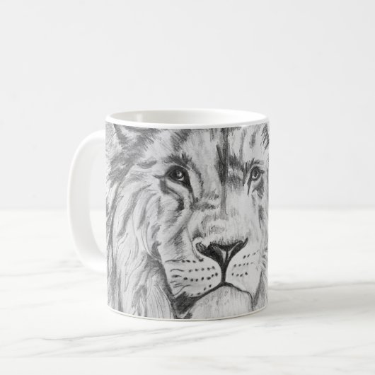 Mug Original Pencil sketch Drawing of a Lion    (Devant gauche)