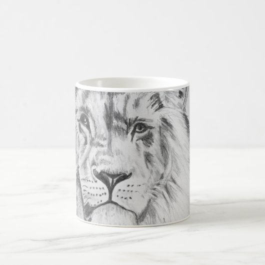 Mug Original Pencil sketch Drawing of a Lion    (Centre)