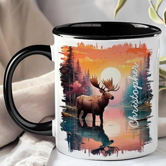 Mug Orignal au reflet du lac Sunset
