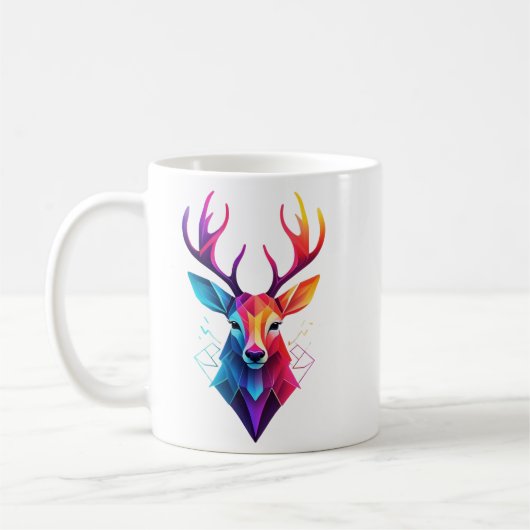 Mug orignal, cerf, art coloré (Gauche)