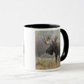 Mug Orignal dans une tempête de neige avec des tremble (Devant droit)