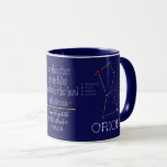 Mug Orion de constellation de l'hémisphère nord<br><div class="desc">Orion de la constellation du Nord. La couleur des étoiles est à peu près réelle. Les étoiles et les noms des objets spatiaux. Chic et cool tasse à café pour tout le monde. Personnalisable . Vous pouvez modifier ou supprimer le texte modèle " D'où sommes-nous tombés pour nous rencontrer ici ?...</div>