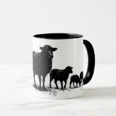 Mug Orkney Sheep — Ink Silhouette Flock (Devant droit)