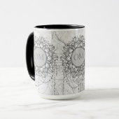 Mug Ornat Lotus OM Mandala sur Marbre Argent (Devant gauche)