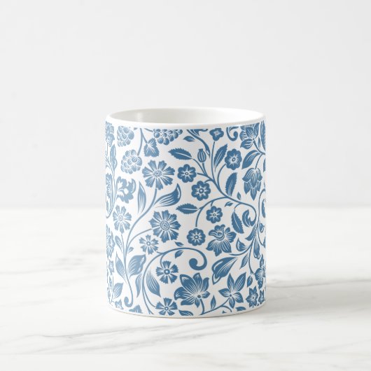 Mug Ornate Blue and White Floral Vines Pattern (Centre)