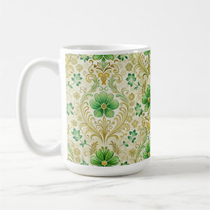 MUG ORNATE GREEN & GOLD IRLANDE FLEURS