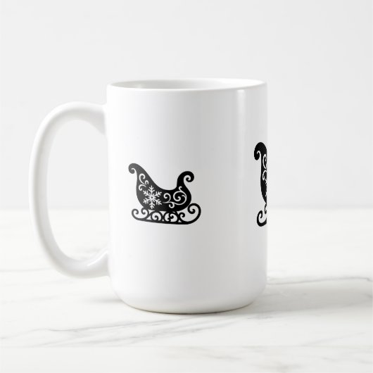 Mug Ornate Sleigh with White Snowflake Design (Gauche)
