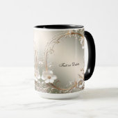 Mug Orné Blanc Floral (Devant droit)