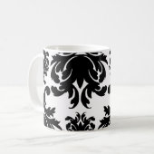 Mug orné formel noir blanc damassé (Devant gauche)
