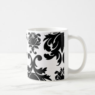 Mug orné formel noir blanc damassé