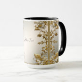 Mug Orné Or Floral Blanc (Devant droit)