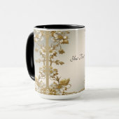 Mug Orné Or Floral Blanc (Devant gauche)