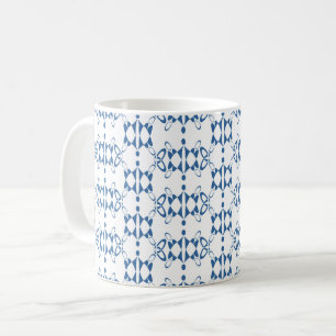 Mug Ornement blanc et bleu art Deco géométrie