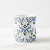 Mug ornement damassé bleu et vert pointillisme (Centre)