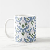 Mug ornement damassé bleu et vert pointillisme (Gauche)