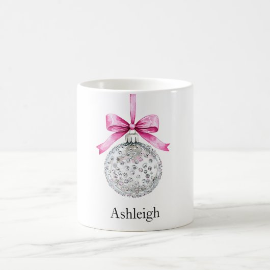 Mug Ornement de Glam Argent avec cabot rose Noël (Centre)