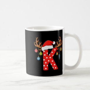 Mug Ornement de lettre K Noël monogramme alphabet init