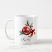 Mug Ornement de Noël à l'aquarelle avec écriture simpl (Gauche)