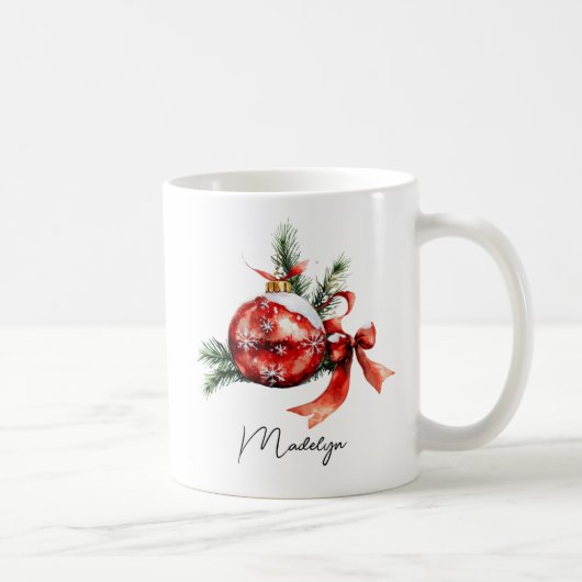 Mug Ornement de Noël à l'aquarelle avec écriture simpl (Droite)
