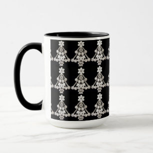 Mug Ornement de Noël blanc sur noir