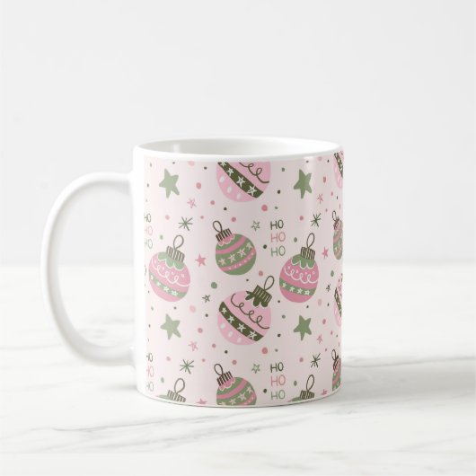 Mug Ornement de Noël Rose Mignon (Gauche)