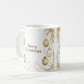 Mug Ornement d'or Noël Fête de Noël Élégant (Devant gauche)