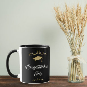 Mug Ornement Doré Élégant Félicitations Diplôme
