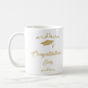Mug Ornement Doré Élégant Félicitations Diplôme