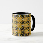 Mug Ornement doré sur fond noir (Devant droit)